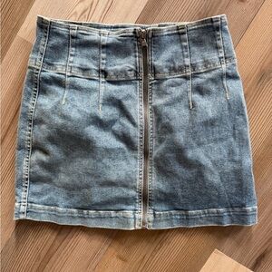 Free People Blue Denim Mini Skirt